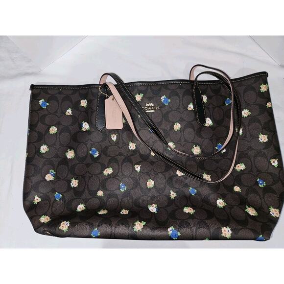 NWOT Coach City Tote In Signature Canvas With Vintage Mini Rose Print - Picture 2 of 5